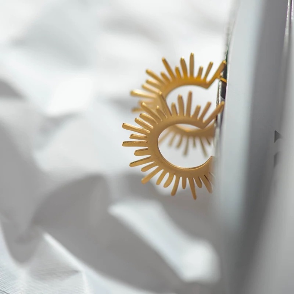 “Solaris” Sun Bohemian Hippie Geometric Indie Festival Minimal Abstract Earrings - Picture 3 of 6